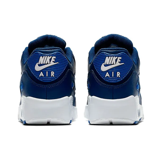Nike Air Max 90 Wear-Resistant Slip-Resistant Cushioning Breathable Low-Top Running Shoes GS Blue White-3
