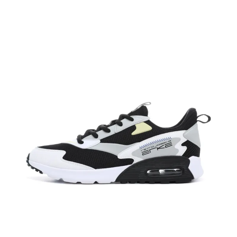 Erke Shock Absorbers With Slip Resistant And Abrasion Resistant Properties Low Top Running Shoes Men's White Black-0