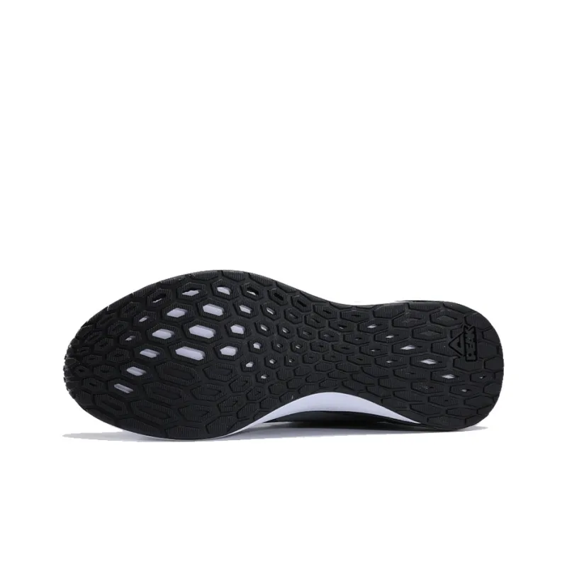 PEAK Leather Style Cushioned Wear Resistant Breathable Slip Resistant Low Top Running Shoes Men's White Black-4