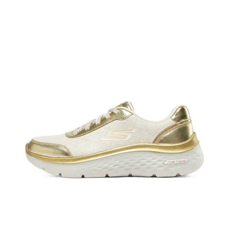 Skechers Go Walk Hyper Burst Cushioning Anti-Slip And Wear-Resistant Low-Top Running Shoes Women's White Gold-0