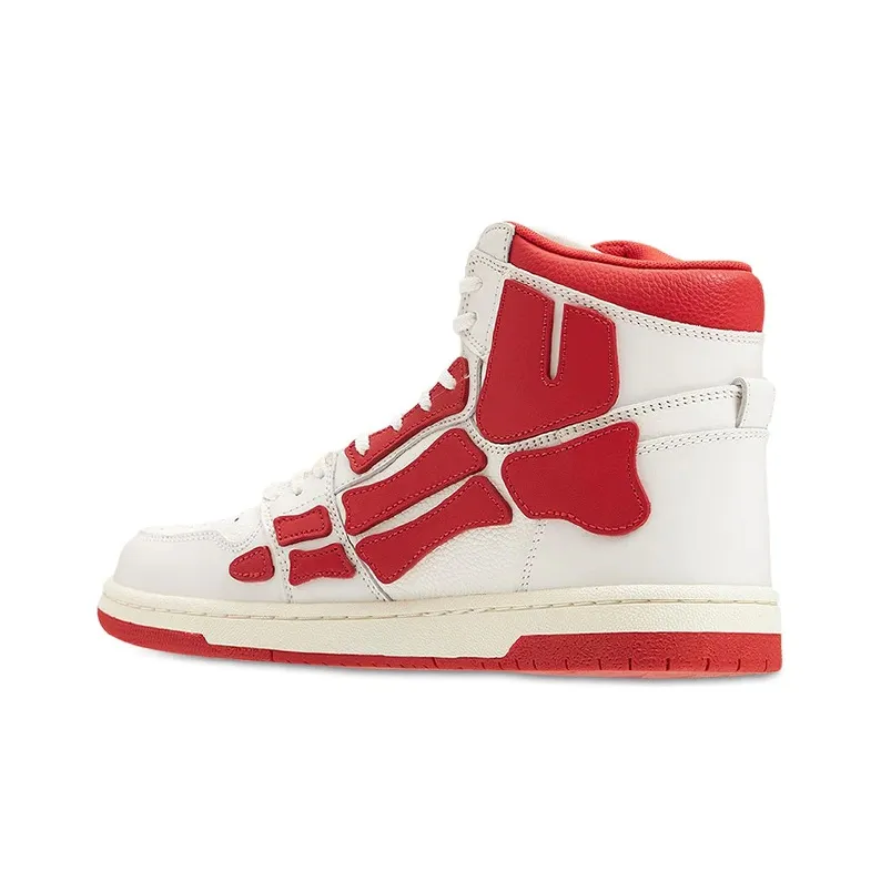 AMIRI Skel-Top Hi Bone Shoes Stylish Skateboarding Shoes Men's White Red-3