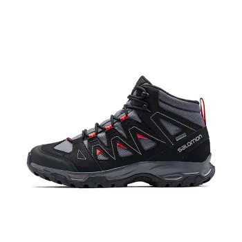SALOMON Cushioned Slip Resistant Abrasion Resistant Mid Top Hiking Trekking Shoes Men's Ebony