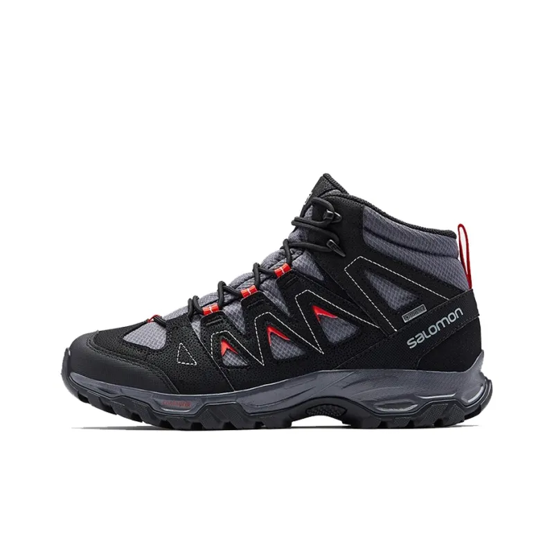 SALOMON Cushioned Slip Resistant Abrasion Resistant Mid Top Hiking Trekking Shoes Men's Ebony-0