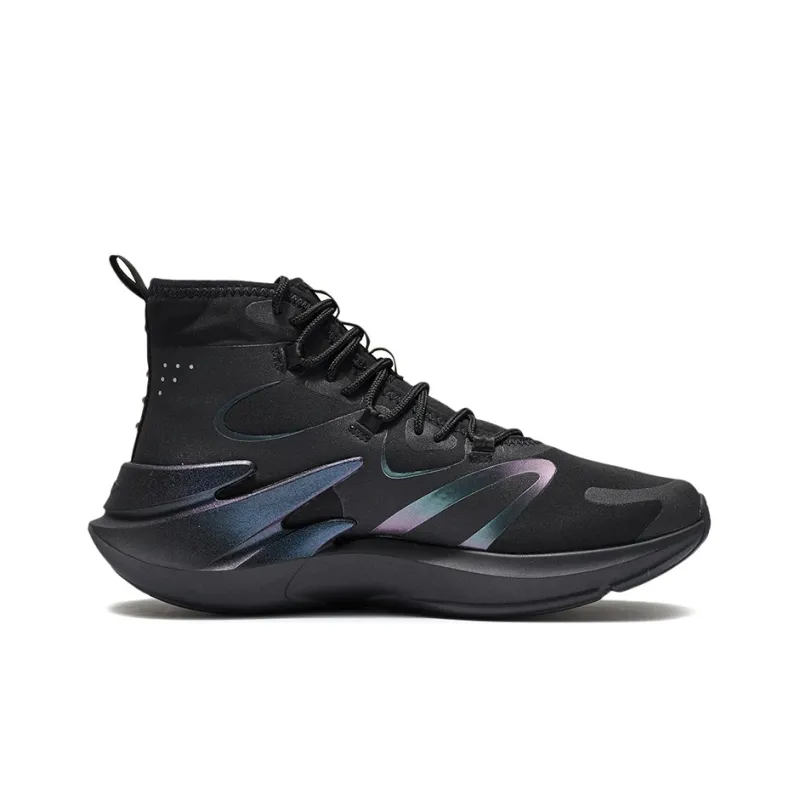 LiNing Shocked Wear-Resistant High-Top Running Shoes Women's Black-1