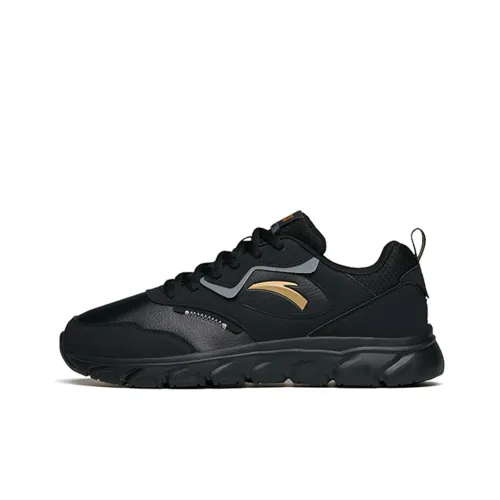 ANTA Running Shoes Men Low-Top Black/Dark Gray/Metallic Gold