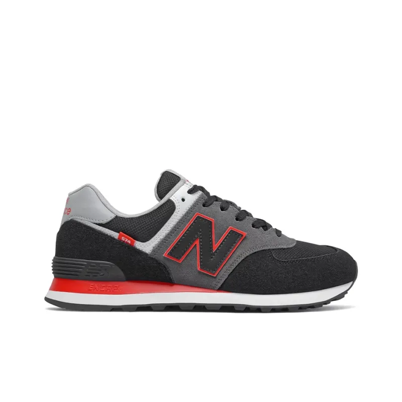 New Balance 574 Black Grey Velocity Red-1