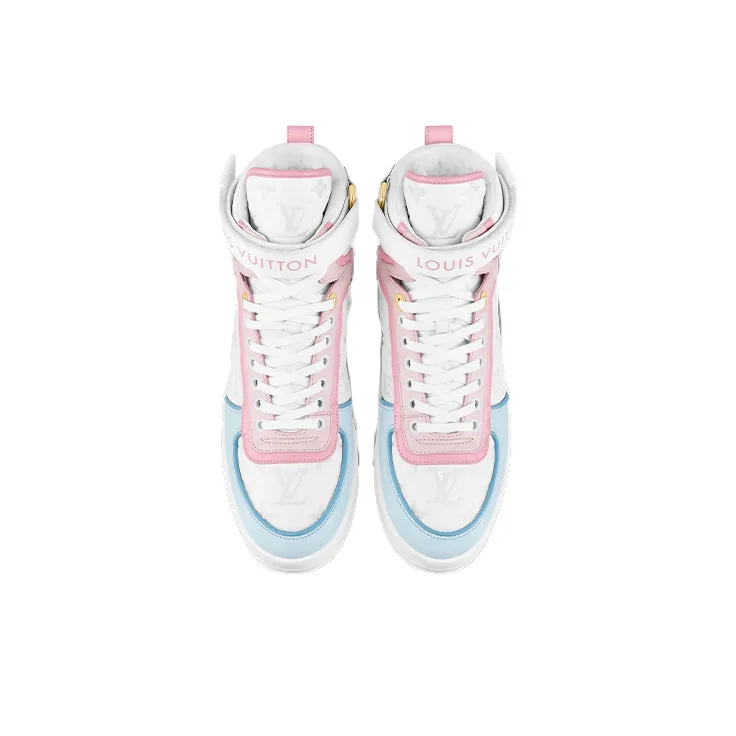 LOUIS VUITTON Boombox Ankle Sneakers 'White Monogram With Pink And Blue' Women's-3