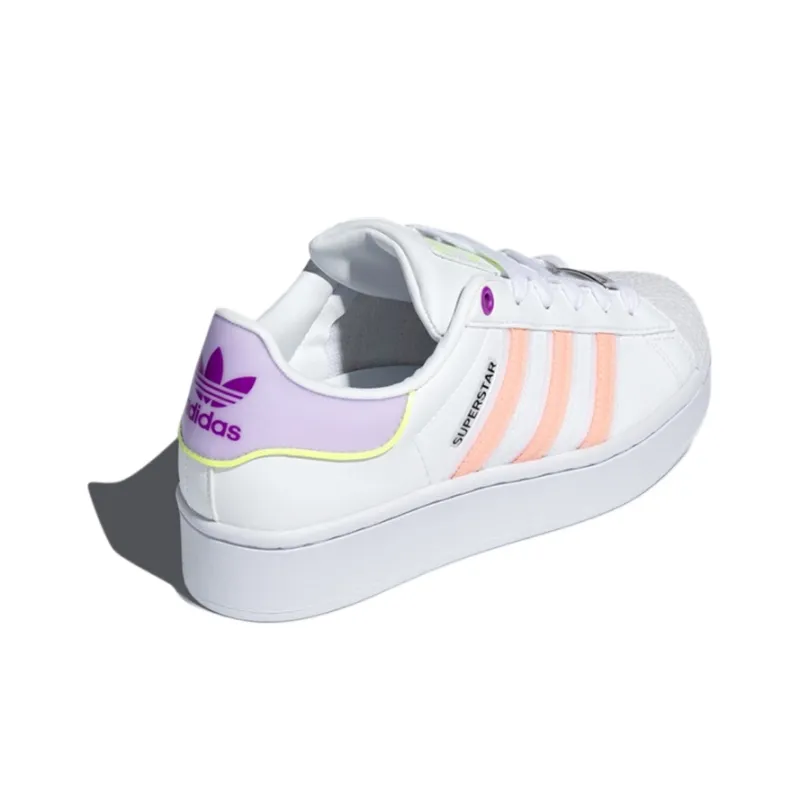 Adidas Originals Superstar Bold Anti Slip Wear Resistant Low Top Skateboard Shoes Women's White Pink Purple-3