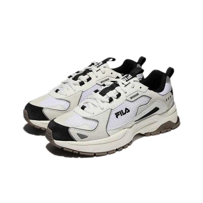 FILA Cushioning Anti Slip And Wear Resistant Low Top Casual Running Shoes Unisex White Black Coffee Korean Style-2