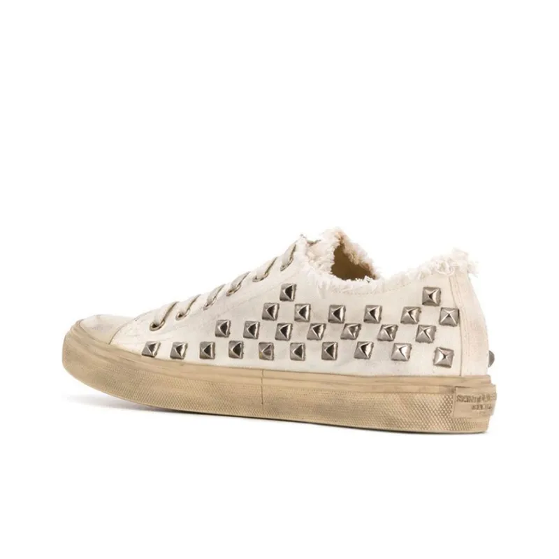 SAINT LAURENT Paris Low Top Stylish Skateboarding Shoes Women's White-4