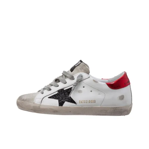 Golden Goose Super-Star Skateboard Shoes Women's Low-Top Black Label Red Tail