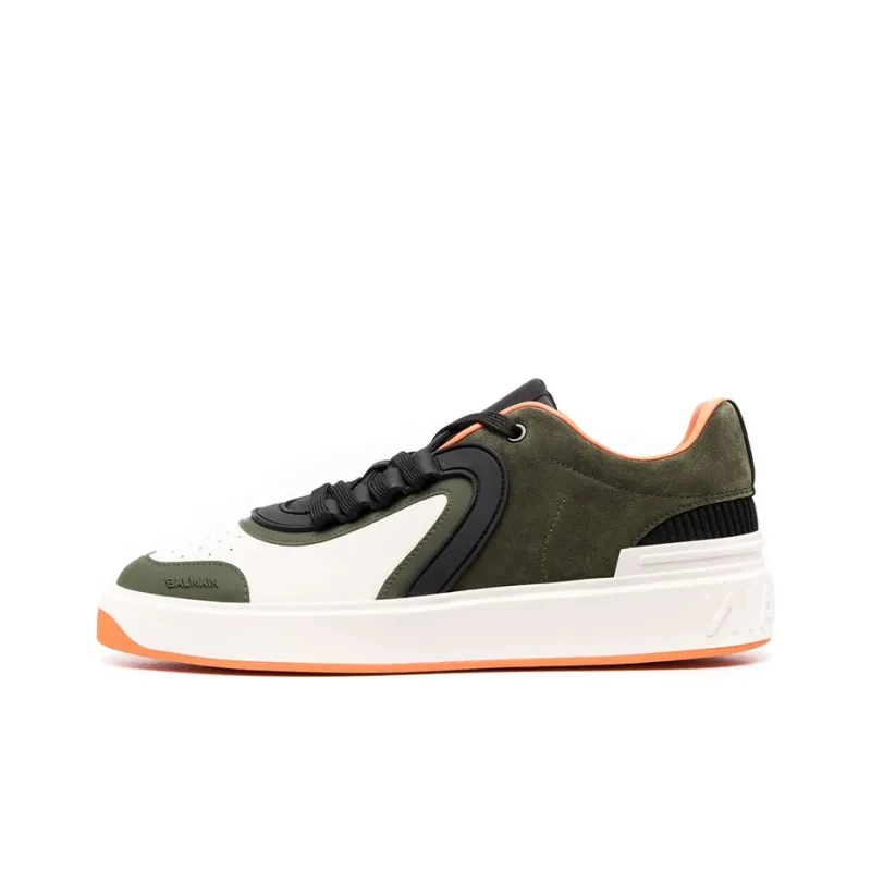 BALMAIN Skateboard Shoes Men Low-Top White Green-0