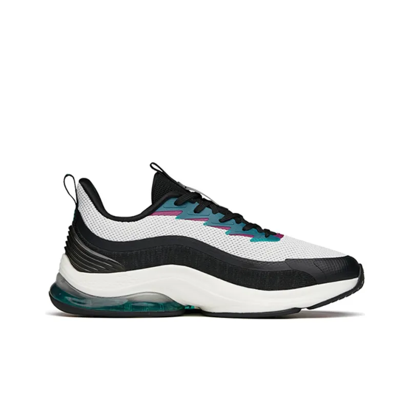 Anta Cushioned Slip-Resistant Abrasion-Resistant Low-Top Running Shoes Men's Black White Green-1