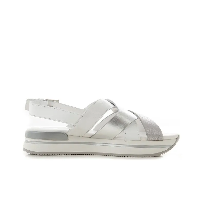 HOGAN H257 Beach Sandals Women's Silver White-1