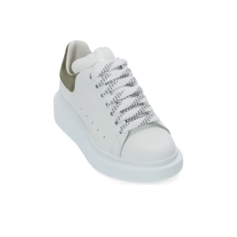 Alexander McQueen Oversized Sneaker 'White Khaki Green Suede' Women's-2