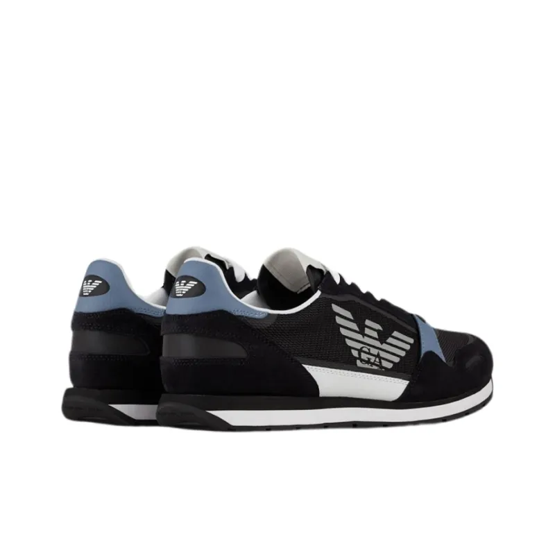 EMPORIO ARMANI Cushioned Slip-Resistant Abrasion-Resistant Low-Top Casual Shoes Men's Black Blue-4