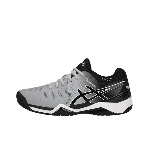 Asics Gel-Resolution 7 Durable Breathable Low-Top Running Shoes Men's Black Gray Color