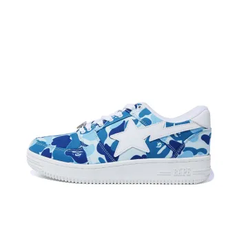 A BATHING APE ABC Camo Bape Sta Low Low Top Stylish Skateboarding Shoes Men's Blue