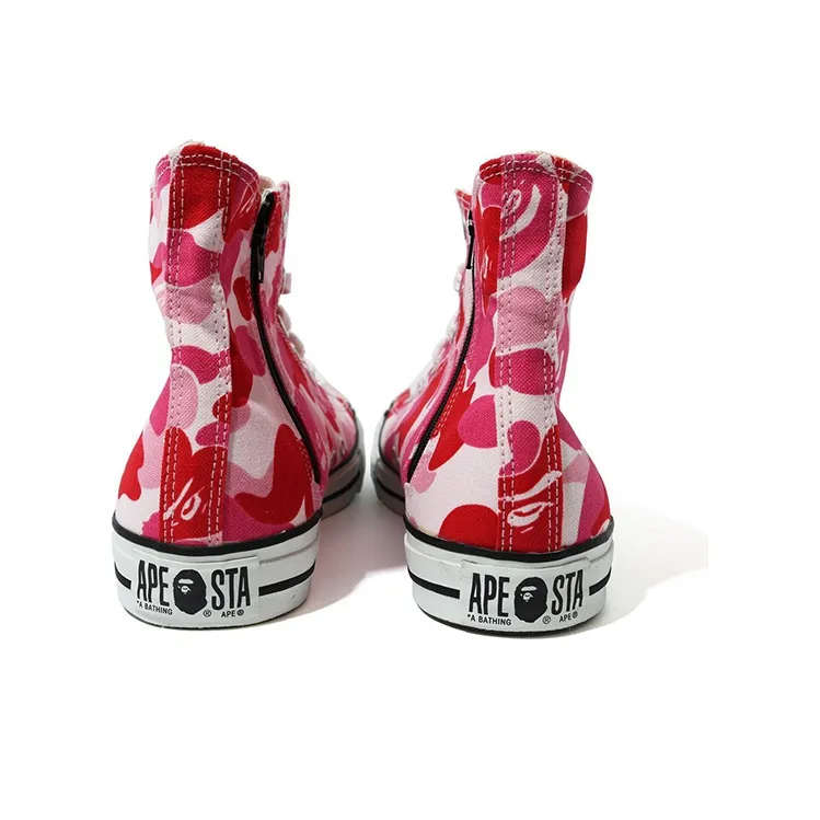 A BATHING APE ABC Camo Ape Sta Hi Stylish Skateboarding Shoes Women's Red-4