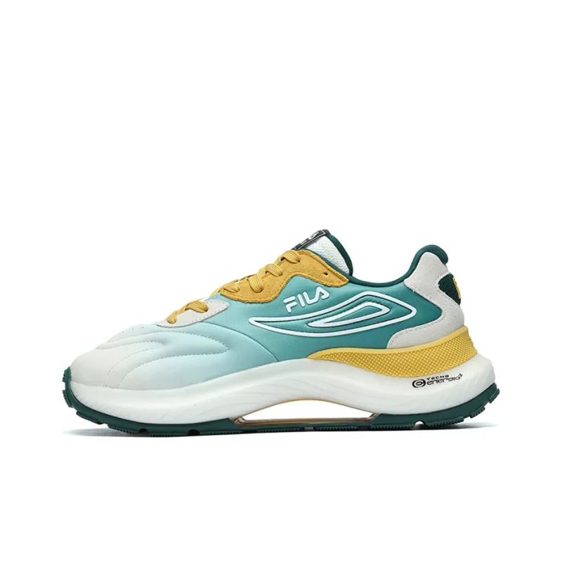 FILA Flusso Anti-Slip And Wear-Resistant Coverage Low-Top Casual Shoes Men's White Yellow-0