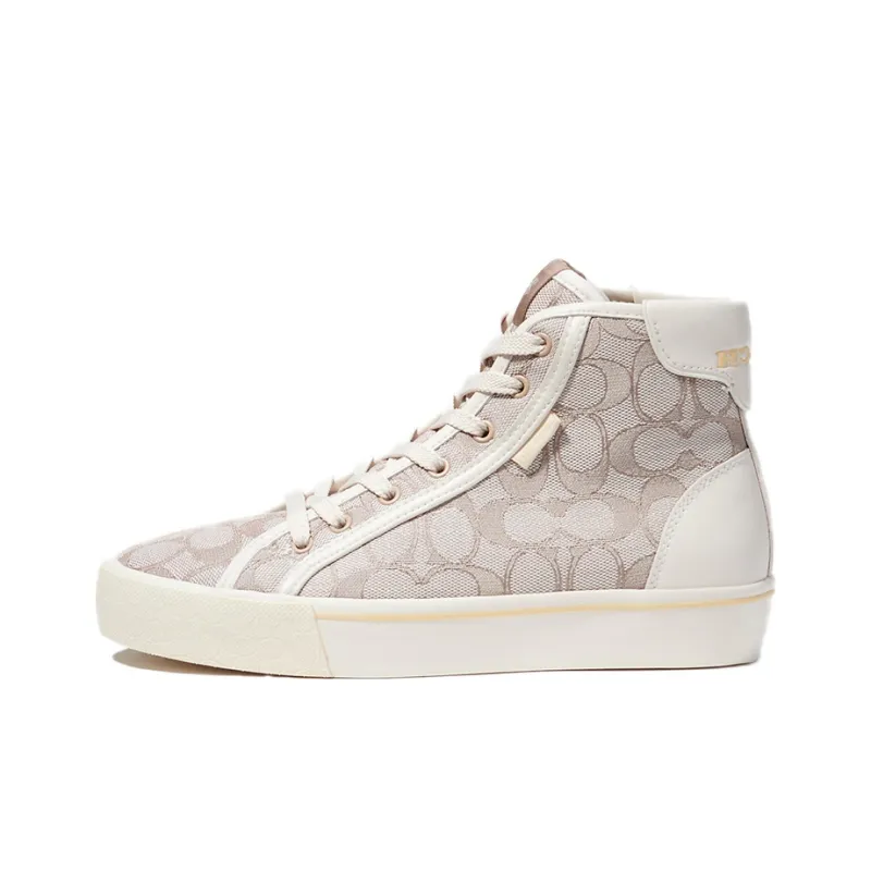 COACH CitySole High Top Stylish Skateboarding Shoes Women's Lime Gray-0