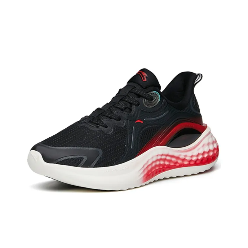 Anta Running Collection Cushioned Anti Slip Wear Resistant Breathable Lightweight Low Top Running Shoes Men's Black Red-2