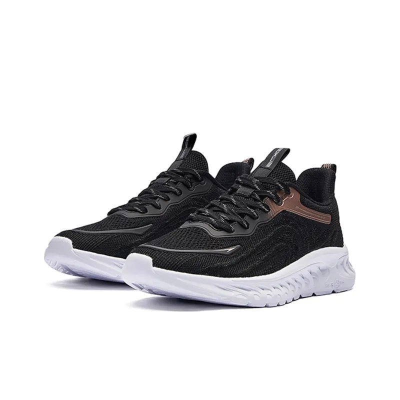 Erke Shock Absorbing, Non Slip, Wear Resistant, Breathable And Lightweight Low Top Running Shoes Women's Black Gold-1