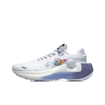 LiNing Cushioning Anti Slip And Wear Resistant Lightweight Rebound Low Top Running Shoes Men's White Blue
