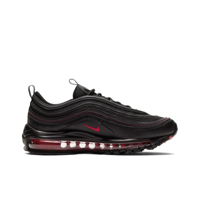 Nike Air Max 97 Cushioning Anti Slip And Wear Resistant Coverage Low Top Running Shoes GS Black Red-1