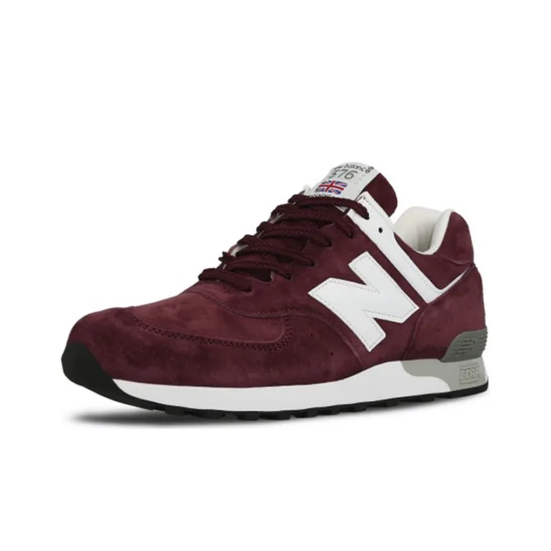 New Balance NB 576 Wear-Resistant Low-Top Marathon Running Shoes Men's Burgundy Made In UK-2