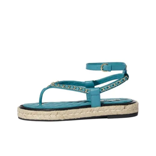 CHANEL Strap Sandals Women's Turkish Blue