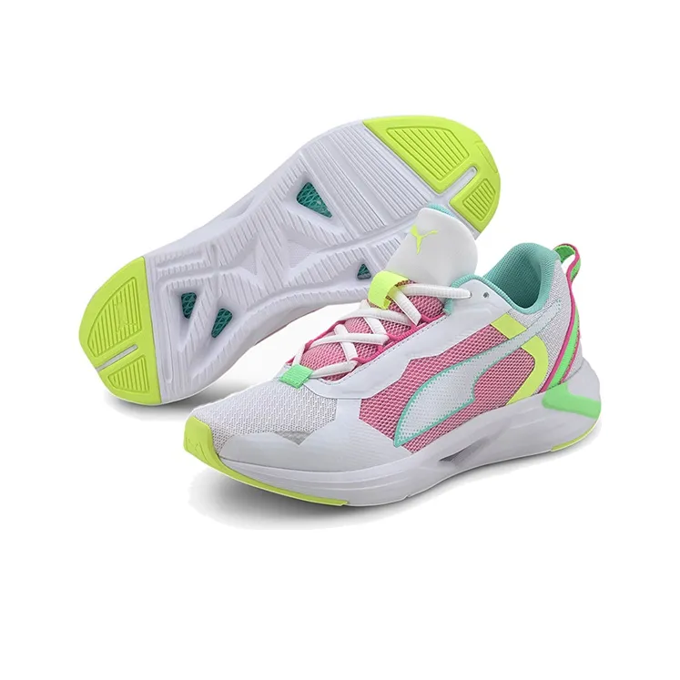 PUMA Minima Cushioned Slip-Resistant Lightweight Low-Top Running Shoes Women's White Pink Green-3