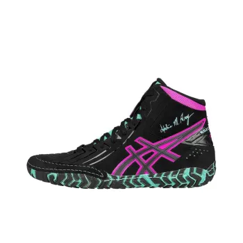 Asics Aggressor 3 Wrestling Wear Resistant Mid Top Running Shoes Men's Black Purple