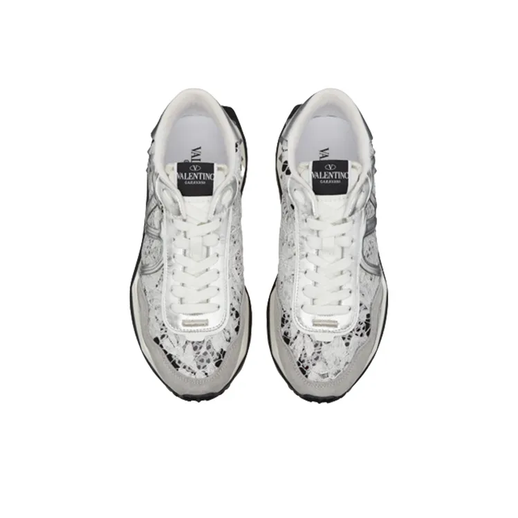 Valentino Lace And Mesh Lacerunner Silver Women's-3