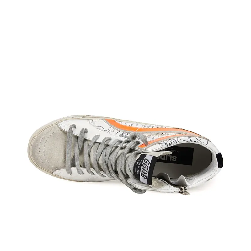 Golden Goose Slide High-Top Stylish Skateboarding Shoes Men's White-3