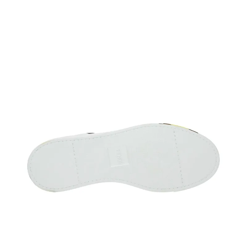 FENDI Leather Sneaker 'FENDI Logo - White Yellow'-4
