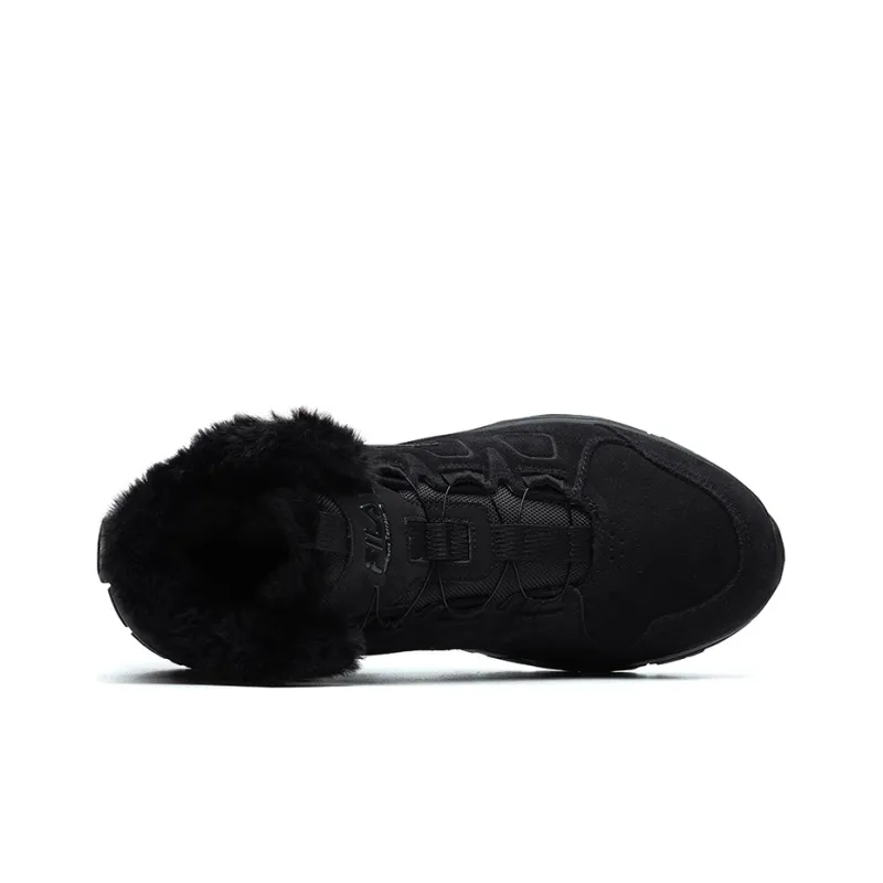 FILA Cushioned Anti-Slip And Wear-Resistant Warm High-Top Running Shoes Men's Black Silver-2