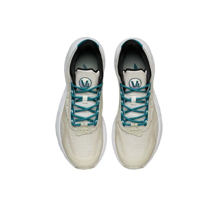 LiNing V8 Cushioning Wear-Resistant Low-Top Running Shoes Men's Gray White-3