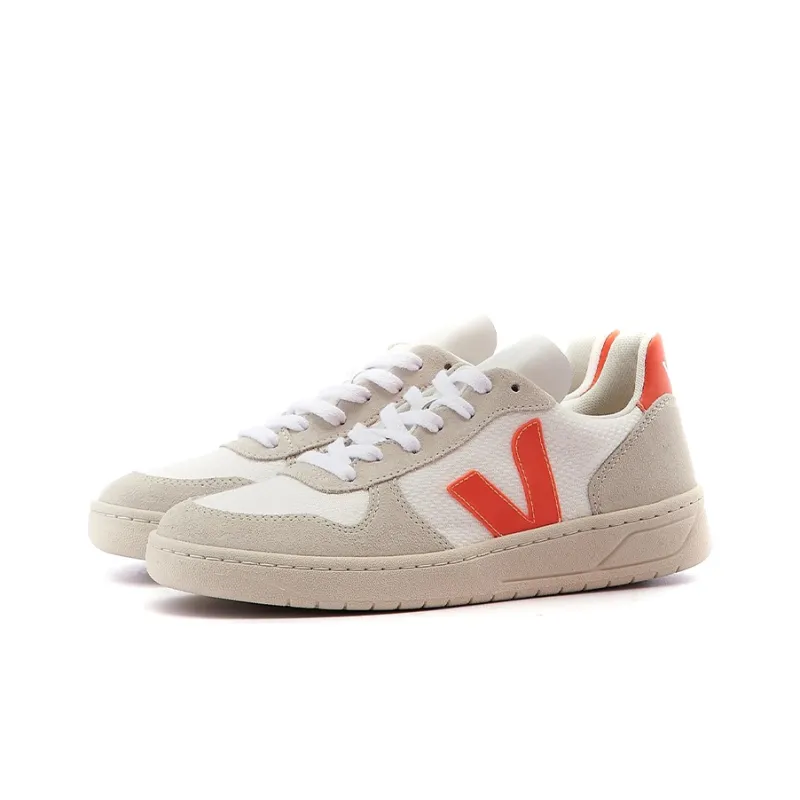VEJA V-10 Skateboard Shoes Women's Low-Top White/Orange-2