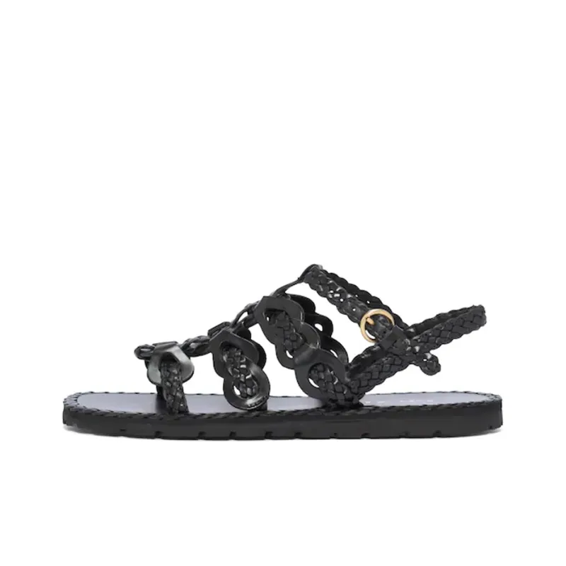 PRADA Braided Leather Sandals 'Black' Women's-0
