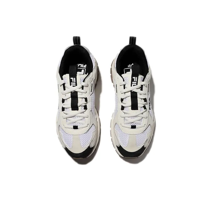 FILA Cushioning Anti Slip And Wear Resistant Low Top Casual Running Shoes Unisex White Black Coffee Korean Style-3