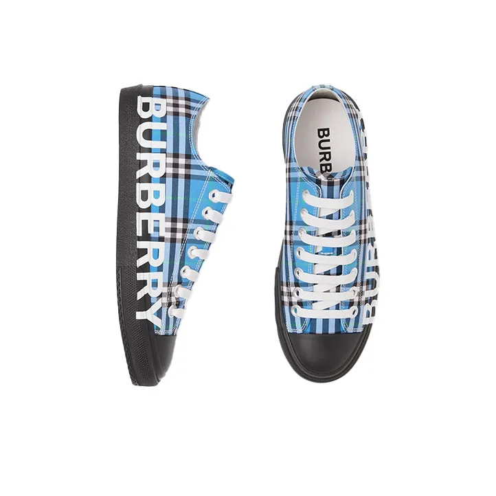 Burberry Low Top Stylish Skateboarding Shoes Women's Azure Blue-4
