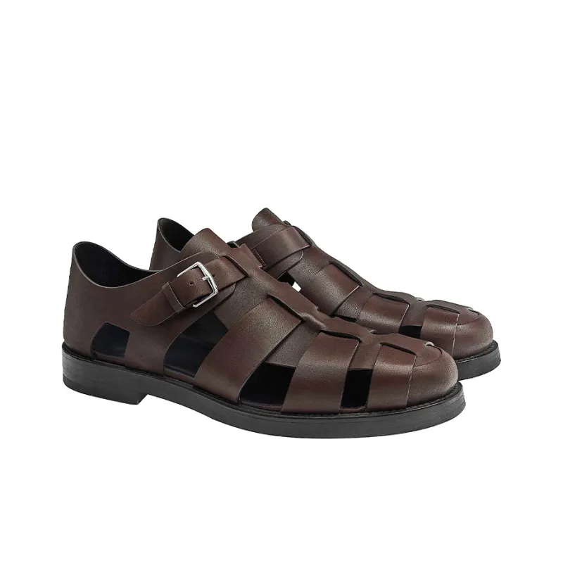HERMES Clement Beach Sandals Men's Chocolate-2