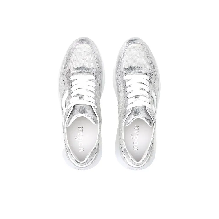 HOGAN Interactive³ Cushioning Anti-Slip And Wear-Resistant Low-Top Casual Shoes Women's Silver White-4