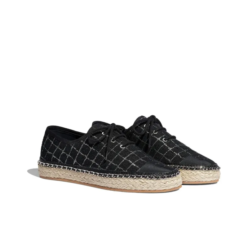 CHANEL Espadrilles Women's Black/Silver-2