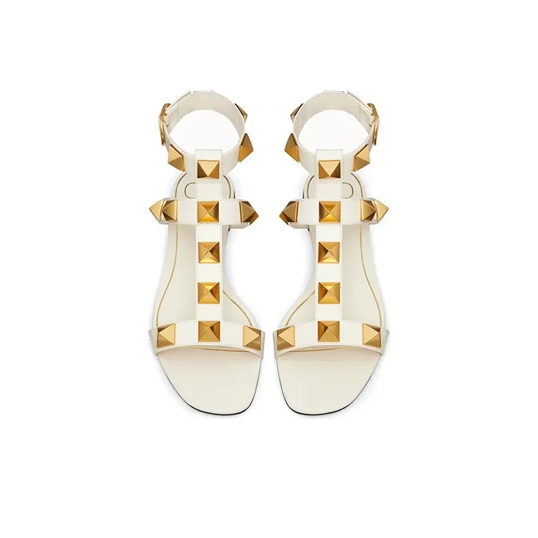 Valentino Garavani Roman Stud Flat Leather Sandals-2