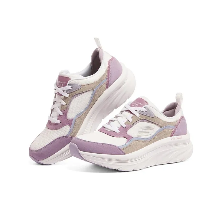 Skechers D'lux Walker Cushioning Anti-Slip And Wear-Resistant Low-Top Casual Running Shoes Women's White Pink-2