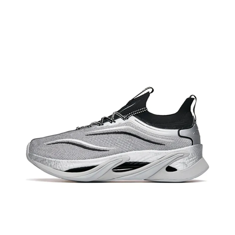 Anta Running Collection Cushioned Anti-Slip And Wear-Resistant Lightweight Low-Top Running Shoes Men's Silver Black-0