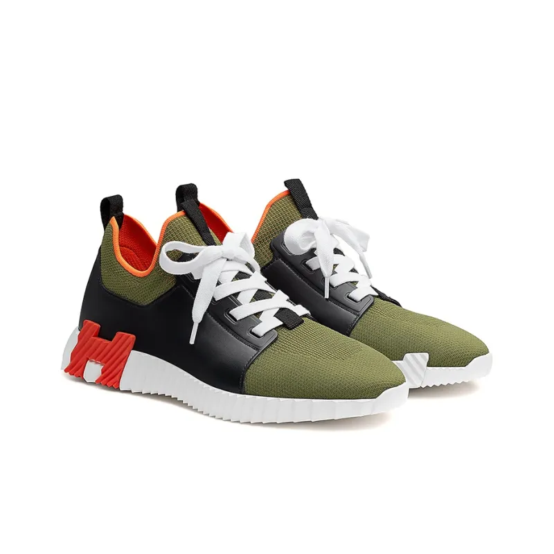 HERMES Depart Anti-Slip Wear-Resistant Breathable Lightweight Low-Top Casual Shoes Men's Green Black-3