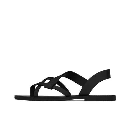 SAINT LAURENT Matt Flat Leather Sandals